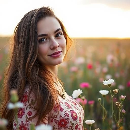 Album cover for 'Whispers of the Wind' by Anya Petrova, featuring a portrait of the singer in a field of wildflowers.