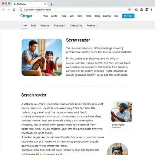 Screenshot of a screen reader software interface displaying website content.